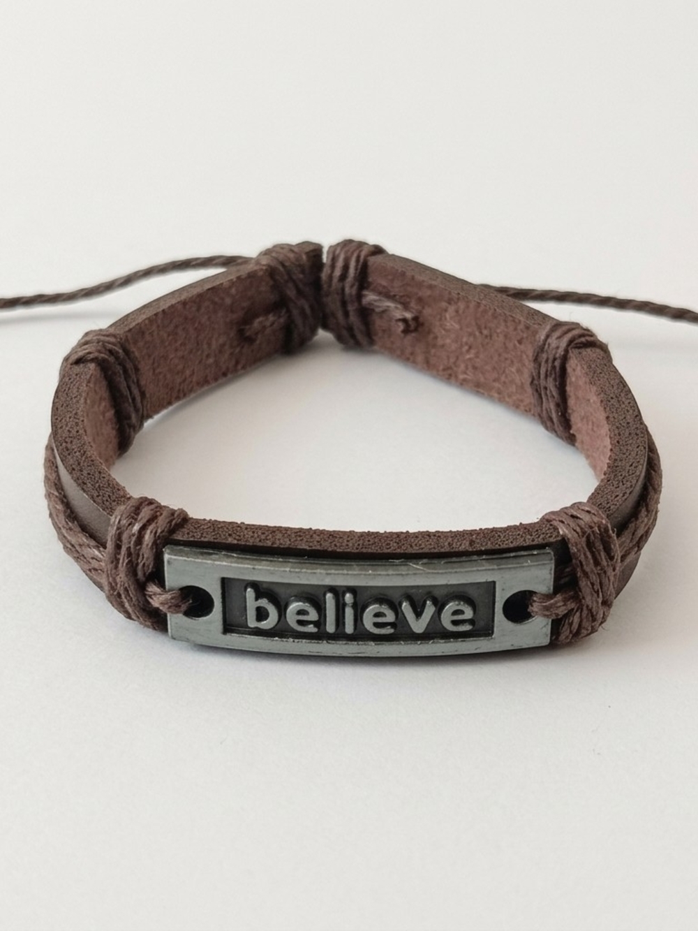 Leather Believe Affirmations Bracelet Set Adjustable - Picture 6 of 9